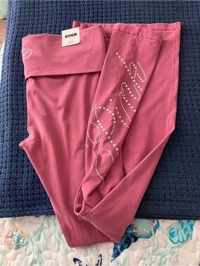 PINK Victoria's Secret Pink Bling cotton Foldover Leggings
